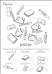 English Worksheet: School Object Words