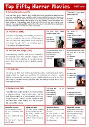 Top Fifty Horror Movies (part 7/10)  Comprehension + test + debate [2 pages] *editable