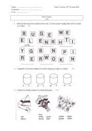 English Worksheet: Colours test