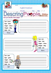 English Worksheet: Describing people