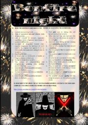 English Worksheet: BONFIRE NIGHT - REMEMBER, REMEMBER THE FIFTH OF NOVEMBER