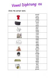 English Worksheet: Vowel Diphtong: ou - 2 pages