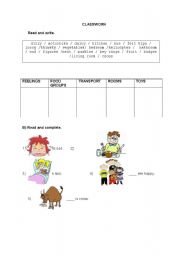 English worksheet: CLASSWORK