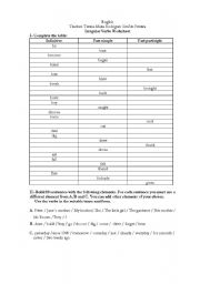 Irregular Verbs Worksheet