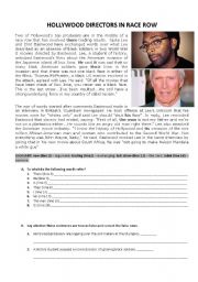 English Worksheet: Hollywood Directors in Race Row