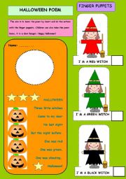 English Worksheet: HALLOWEEN POEM 