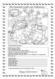 English Worksheet: My Haunted Castle and Halloween...