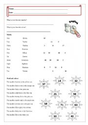 English Worksheet: Numbers