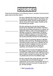 English Worksheet: at the movies