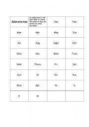English Worksheet: Abbreviation Matching Cards