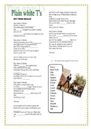 English Worksheet: Plain White Ts - Hey there Delilah