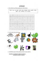 English worksheet: ANIMALS