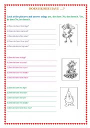 English worksheet: Does - short answers