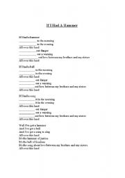 English Worksheet: 2nd  Conditional Practice - Song - If I had a Hammer