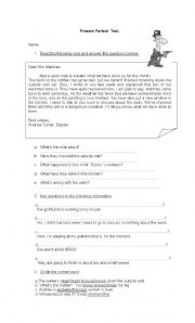 English Worksheet: Present Perfect Test