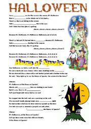 English Worksheet: Halloween Kids Songs