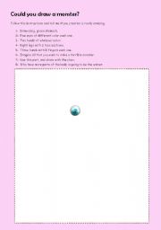 English Worksheet: could you draw a monster?