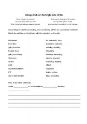 English Worksheet: Always look on the bright side of life