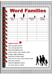 English Worksheet: word families