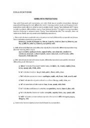 English Worksheet: verbs and adjectives followed by prepositions