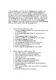 English worksheet: Present simple-present continuous