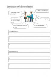 English worksheet: reported speech with questions