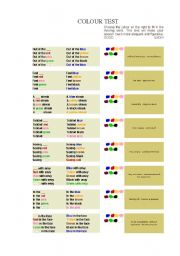 English Worksheet: COLOUR TEST