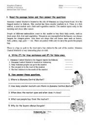 English Worksheet: Manama Market - Reading Passage