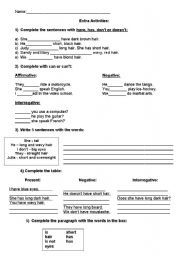 English worksheet: grammar exercises