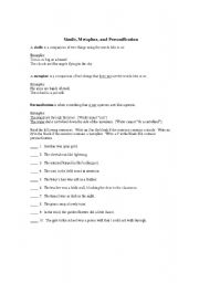 English worksheet: Simile, Metaphor, and Personification