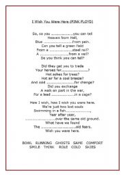 Wish You Were Here Fill in the Gaps - ESL worksheet by Skeptik_Atheist