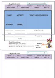 English worksheet: FAMILY TABLE