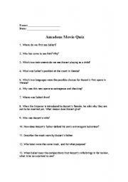English Worksheet: Amadeus Movie quiz