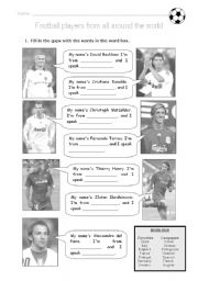 English Worksheet: Football players from all around the world