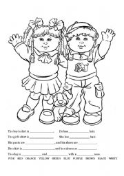 English Worksheet: Clothing Coloring and Writing Page