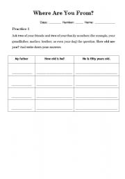 English worksheet: Where Are You From 