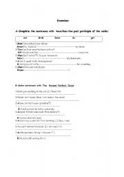 English Worksheet: PRESENT PERFECT TENSE