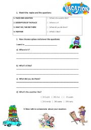 English Worksheet: VACATION!