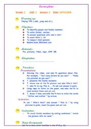 English Worksheet: lesson plan - my family 