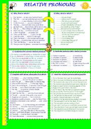 English Worksheet: RELATIVE PRONOUNS