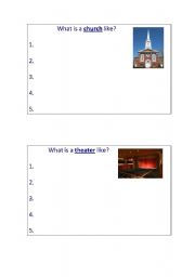 English worksheet: What`s _____ like? (drescribing places) PART 2