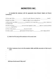 English worksheet: Monsters Inc