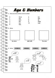 English worksheet: Numbers & Age