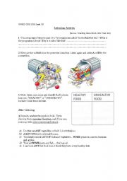 English Worksheet: LISTENING ACTIVITY: QUANTIFIERS (SOME- ANY- A LOT OF)