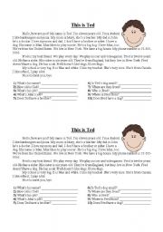 English Worksheet: This is Ted - A Short Story