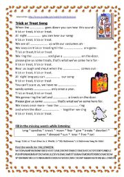 English Worksheet: SONG: Trick or treat