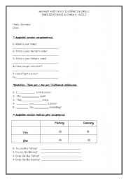 English Worksheet: 6th grade 1st term 1st exam