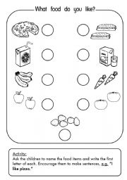 English Worksheet: What Food Do You Like?