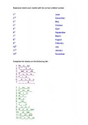 English Worksheet: Days of the week and Months