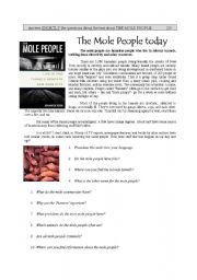 The Mole People - reading comprehension